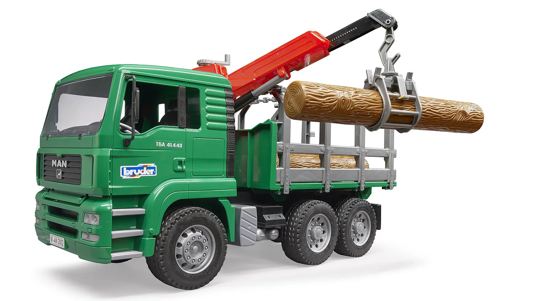Bruder MAN Timber Truck with Loading Crane and 3 Trunks - Image 6