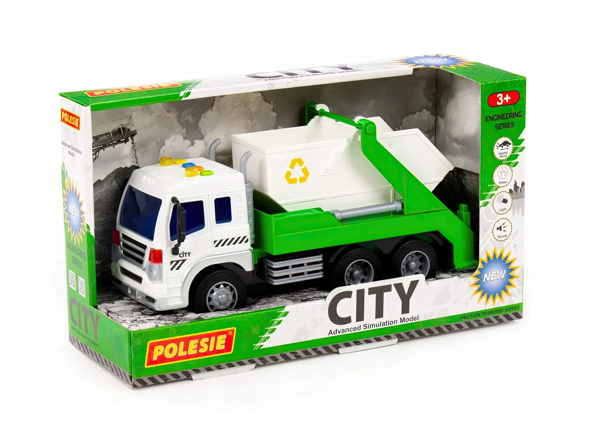 Polesie City Waste Skip Truck – Friction Powered - Image 3