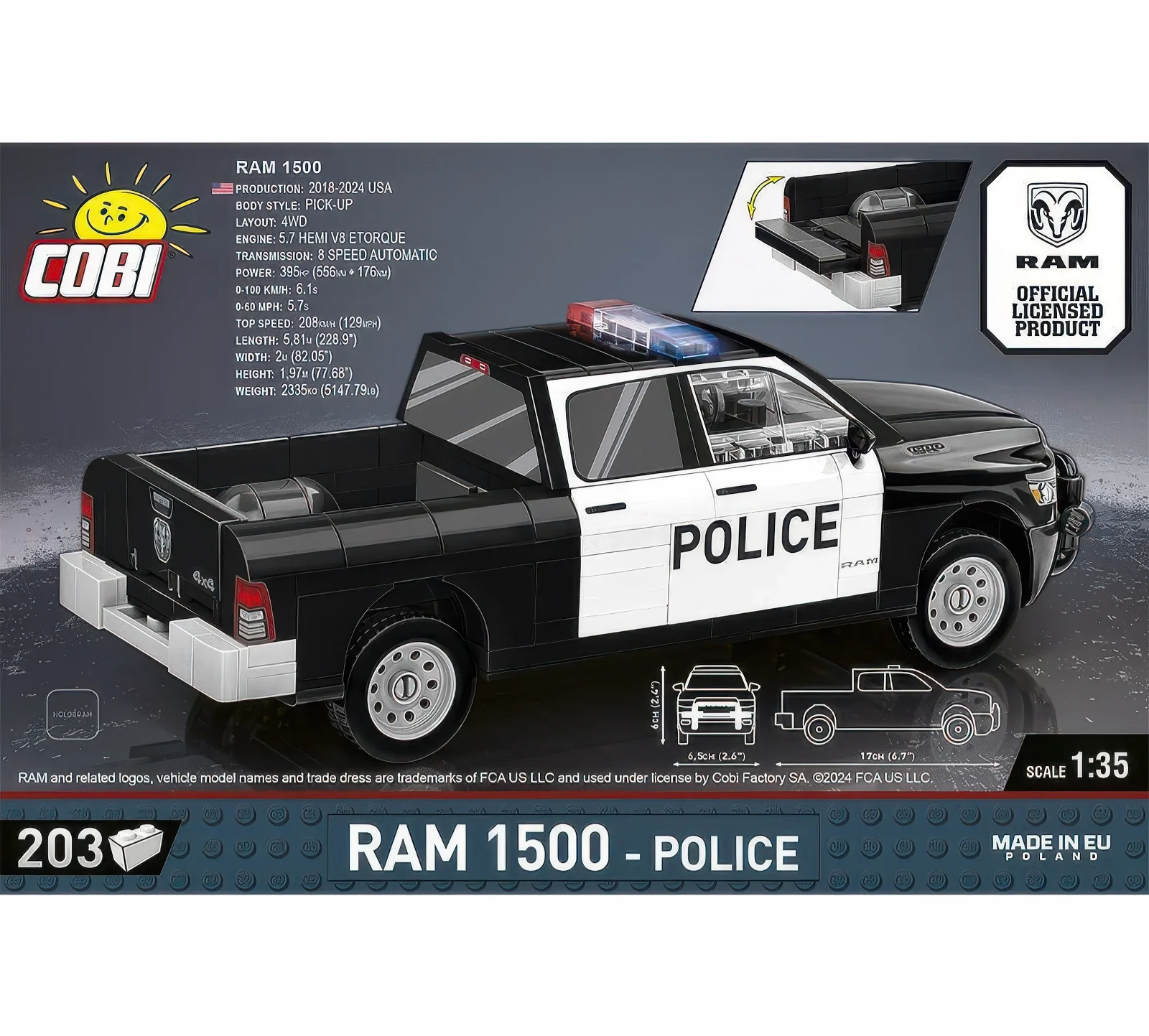 COBI Ram 1500 Police Truck Model Kit - Image 7