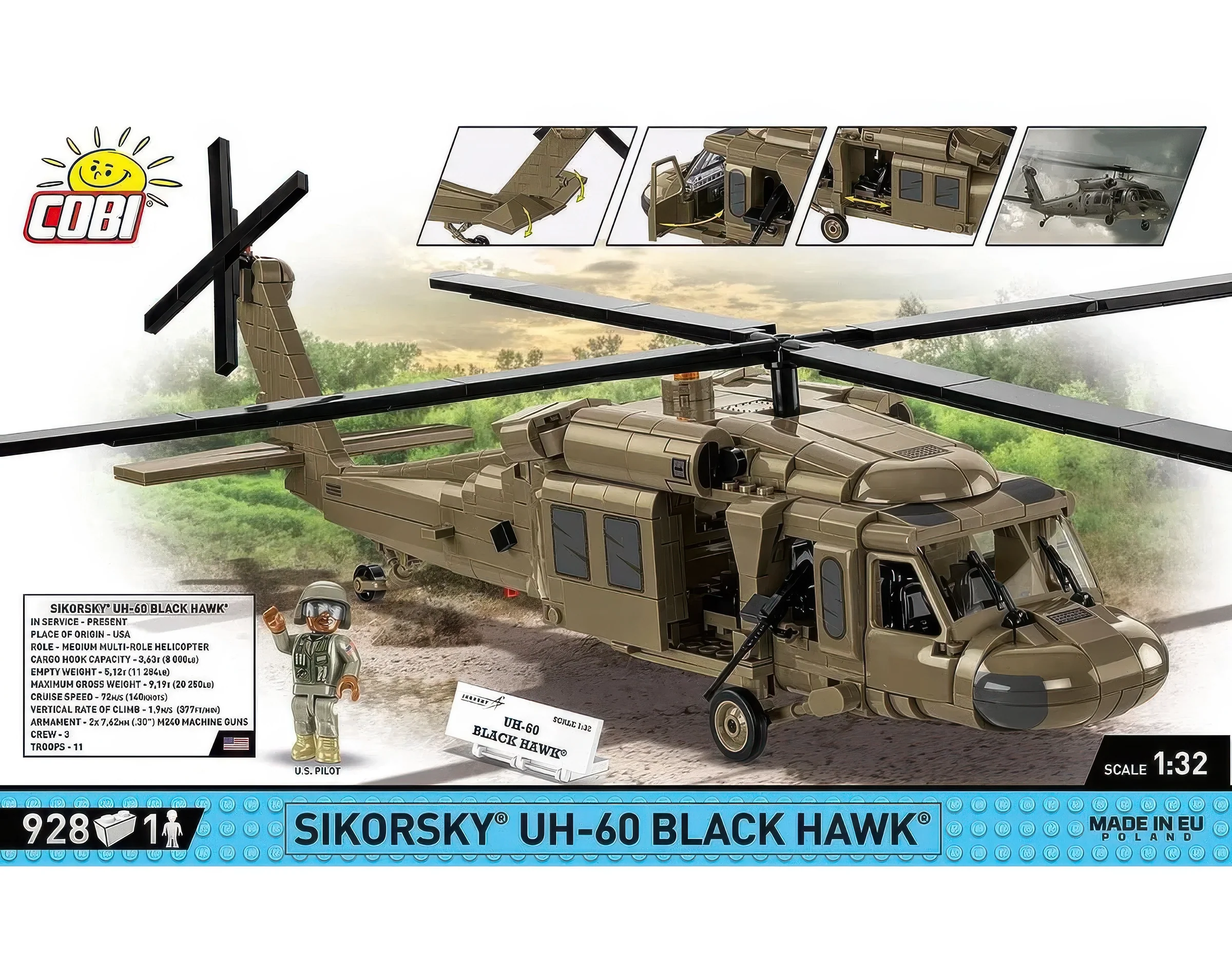 COBI Sikorsky Uh-60 Black Hawk Military Helicopter Model Kit - Image 10