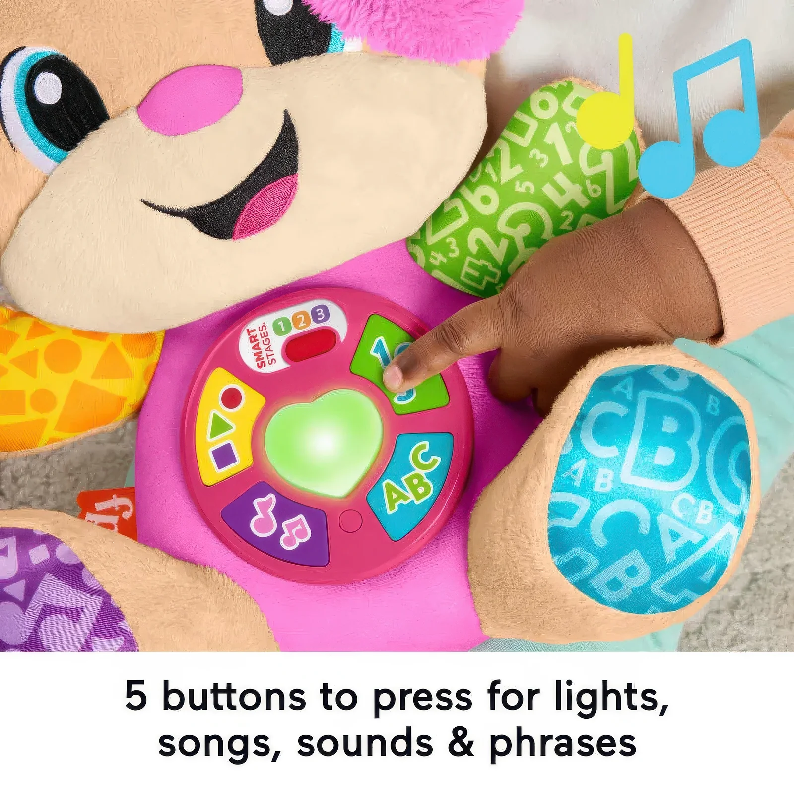 Fisher-Price Laugh & Learn Smart Stages Sis Pink Plush Musical Learning Toy - Image 4