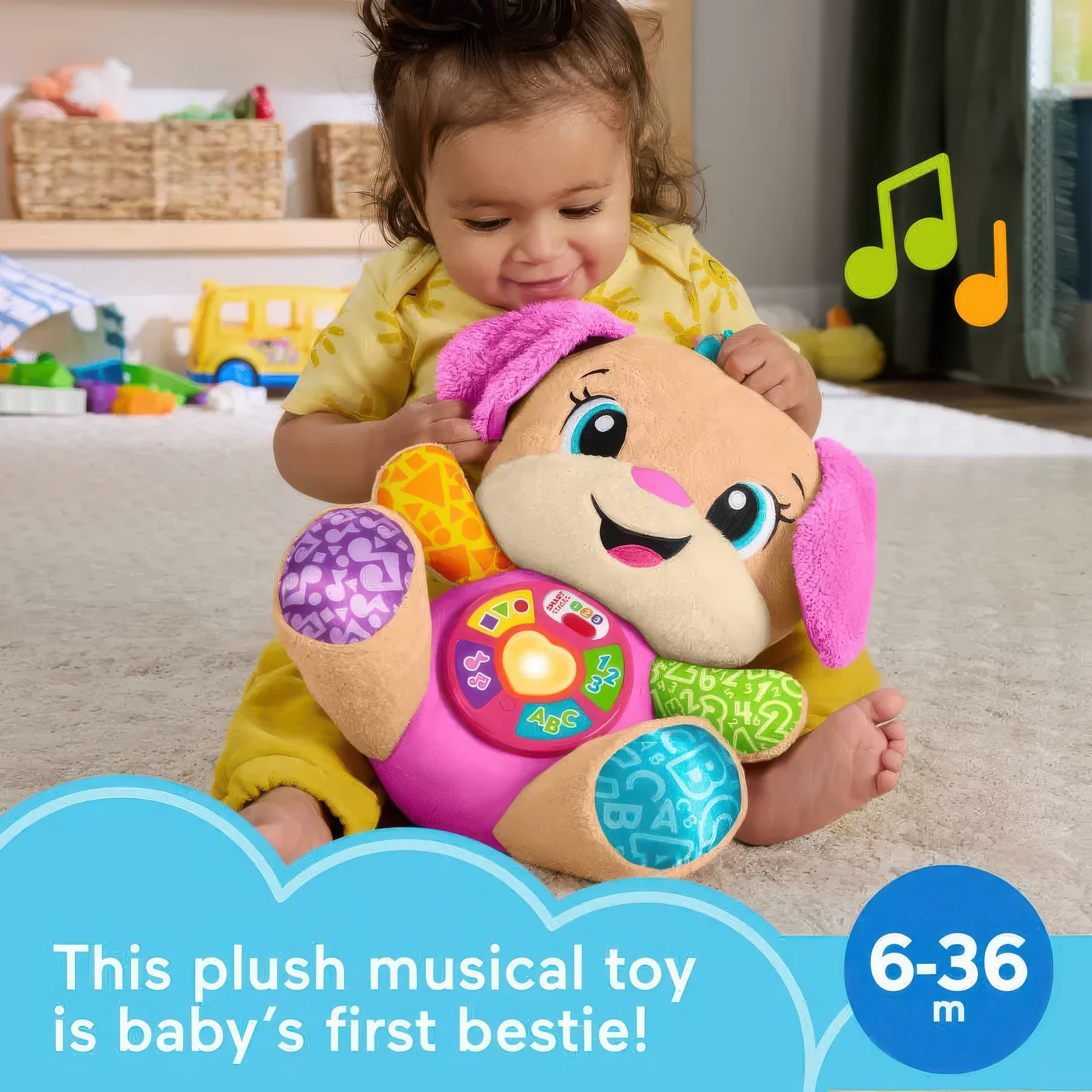 Fisher-Price Laugh & Learn Smart Stages Sis Pink Plush Musical Learning Toy - Image 6