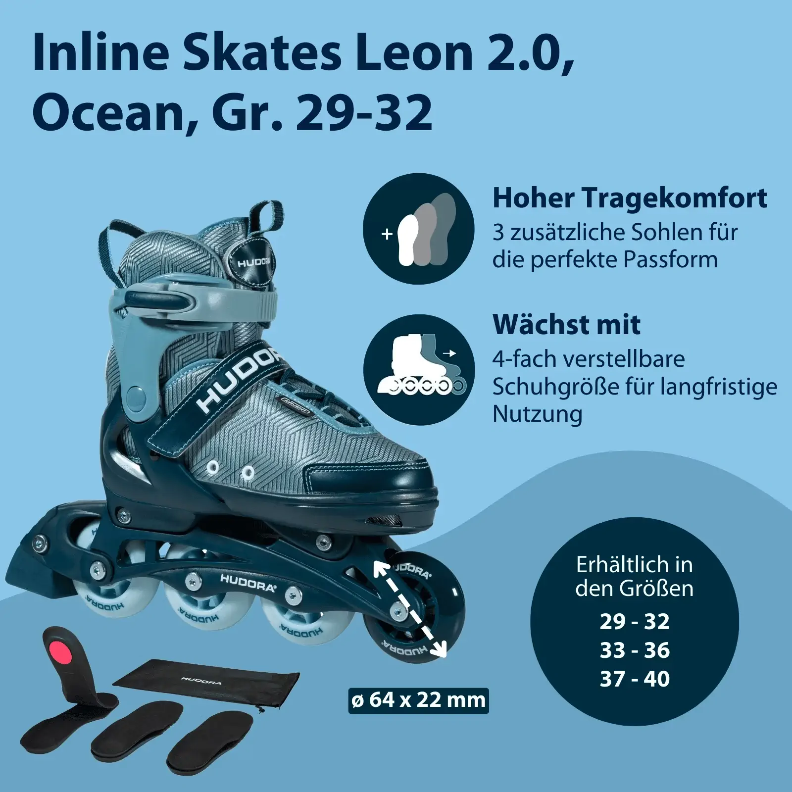 Hudora Leon 2.0 Inline Skates, Size 37-40 - Image 3
