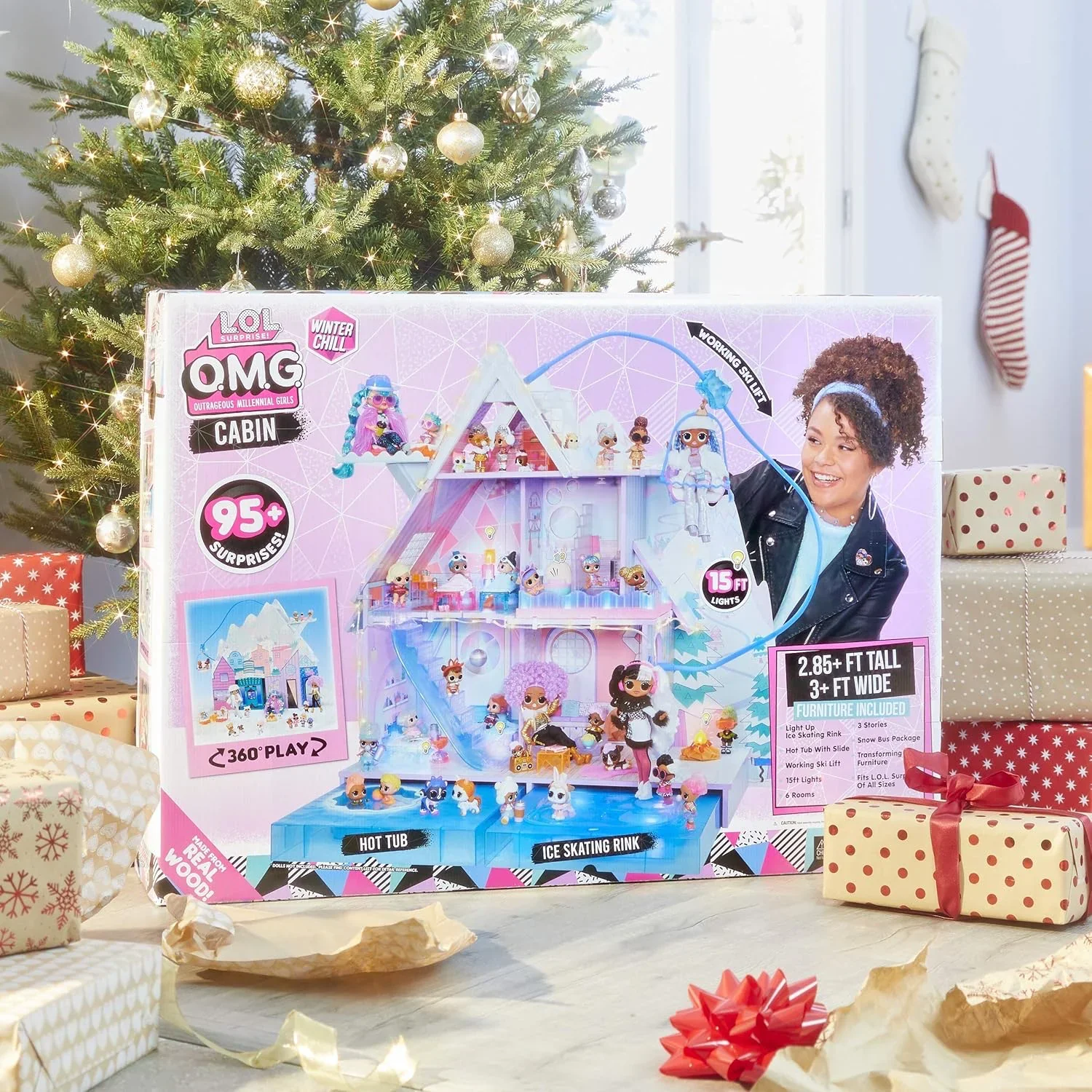 LOL Surprise! OMG Winter Chill Cabin Wooden Doll House - Image 6