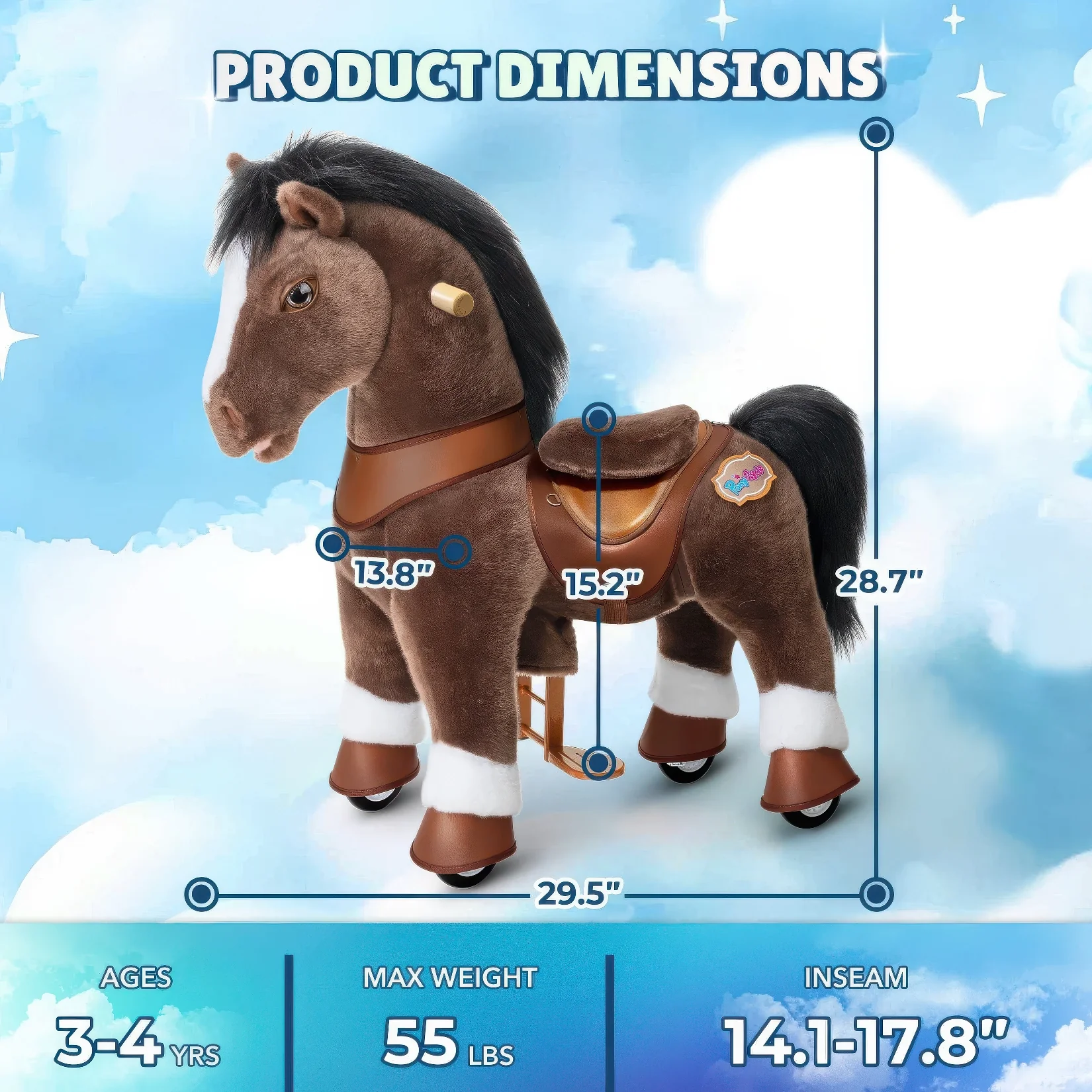Ponycycle Advanced Model Y Ride-on For Kids - Chocolate Brown - Image 8