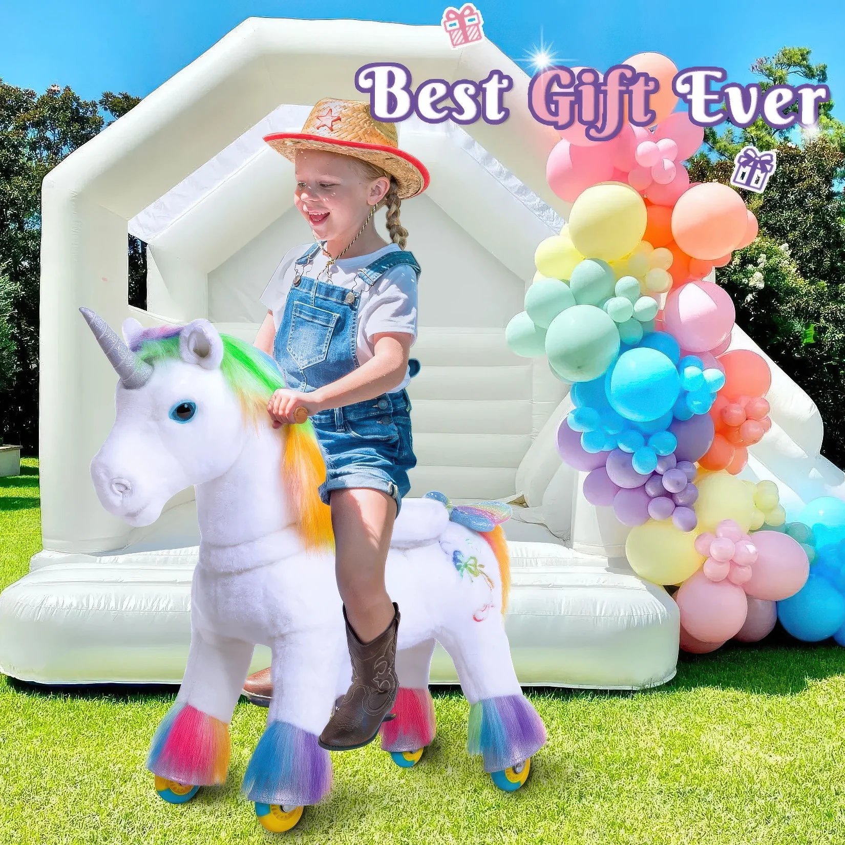 Ponycycle Walking Ride-on Premium Model X - Rainbow Unicorn - Image 6