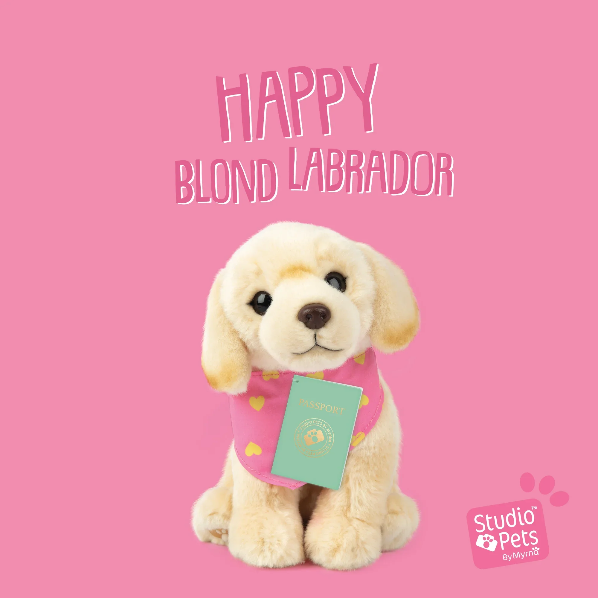 Studio Pets Happy Cuddle Dog Blonde Labrador 23cm Plush - Image 2